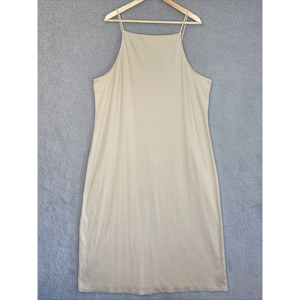 Old Navy Ribbed Knit 3XL Beige Maxi Tank Layering Closet Staple Dress